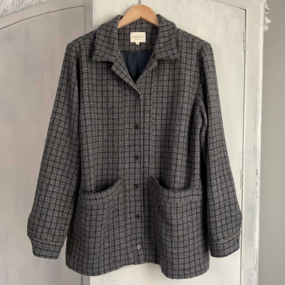EUC Sezane Will Jacket Edinburgh Check Print - Size XL